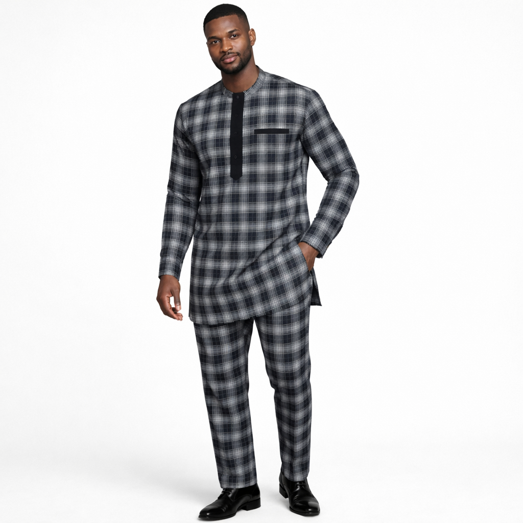 Black and White Checkered plaid Fabric