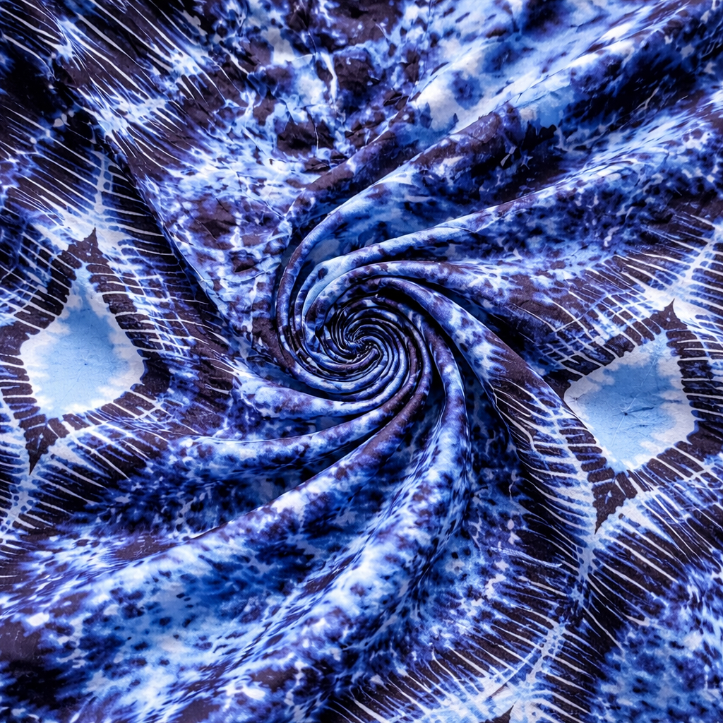 Blue Abstract Patterned Fabric Material