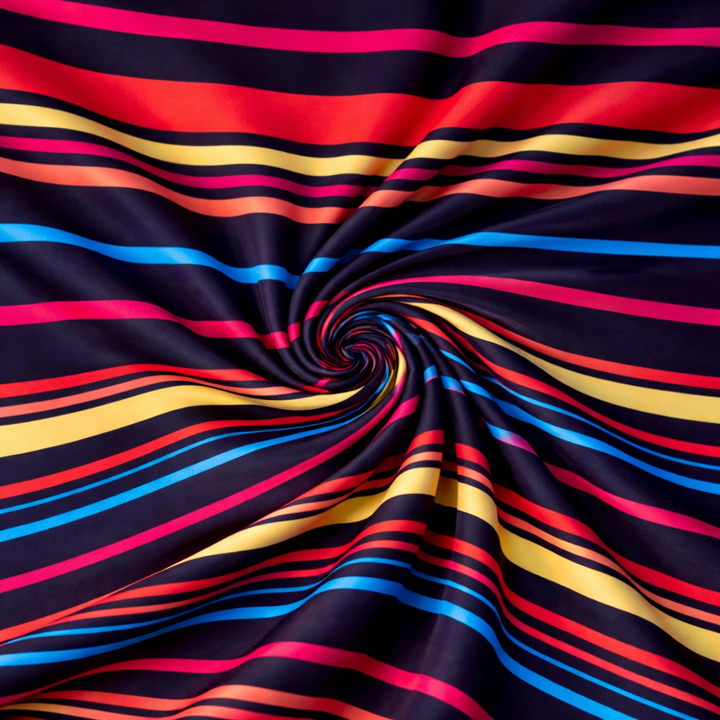 Multicolor Horizontal Striped Woven Fabric