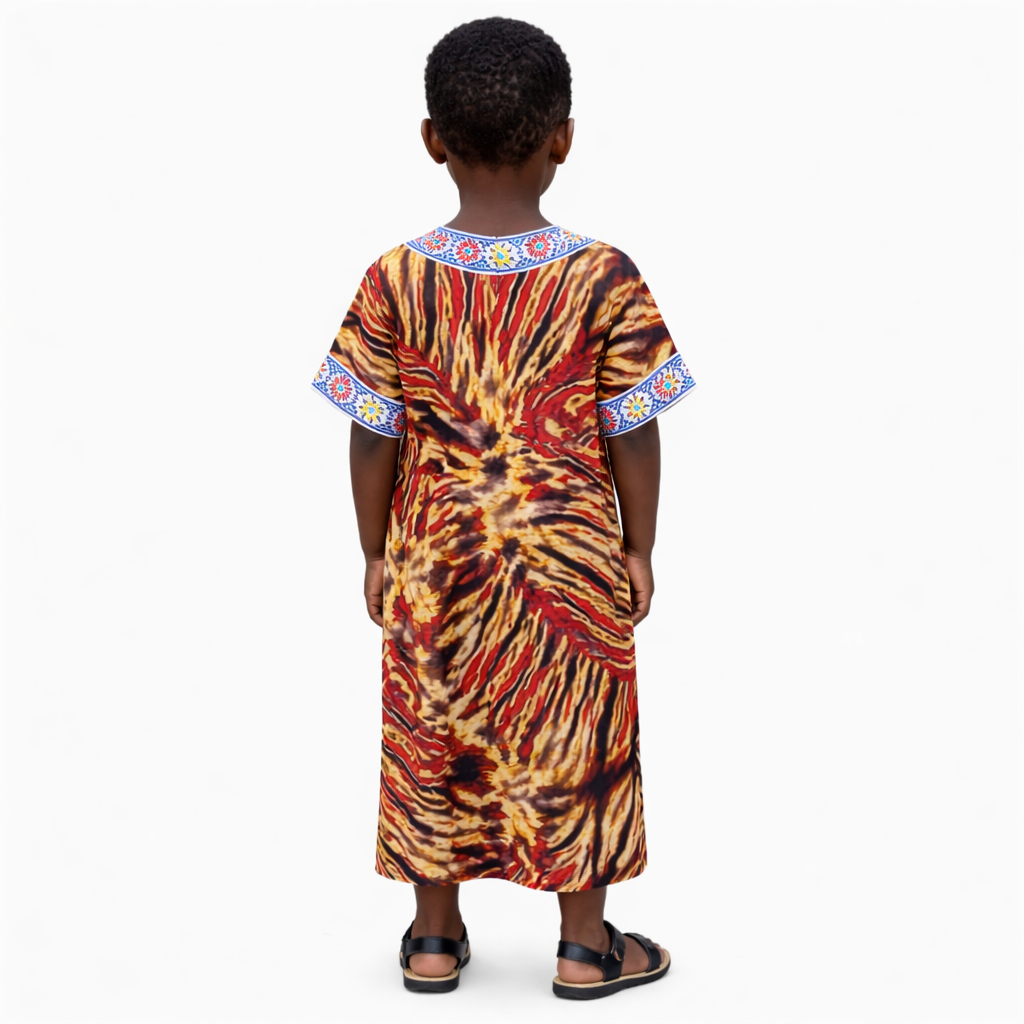 Children Short Sleeve V Neck Printed One Piece Outfit