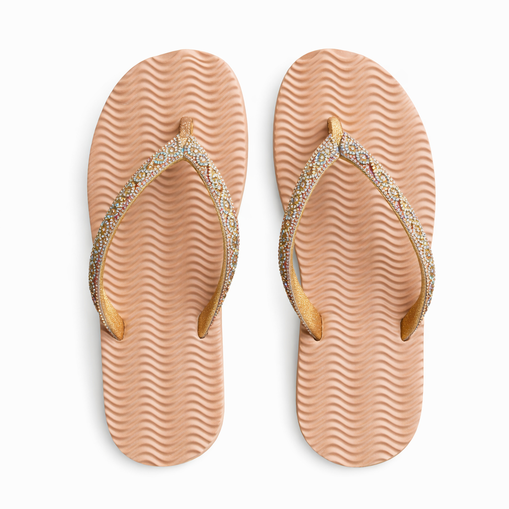 Womens Flat Slip On Flip Flop Sandals with Textured Sole