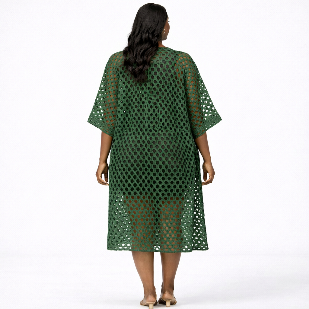 Green Eyelet Lace Overlay Top