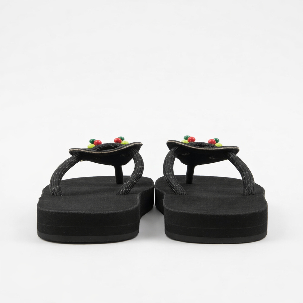 Beaded Strap Flat Flip Flop Sandals