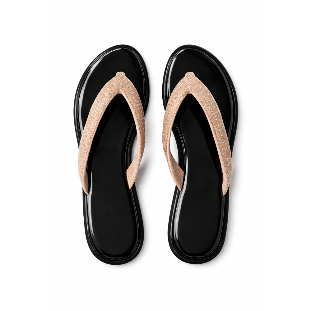Womens Crystal Embellished Comfort Flip Flop Sandals