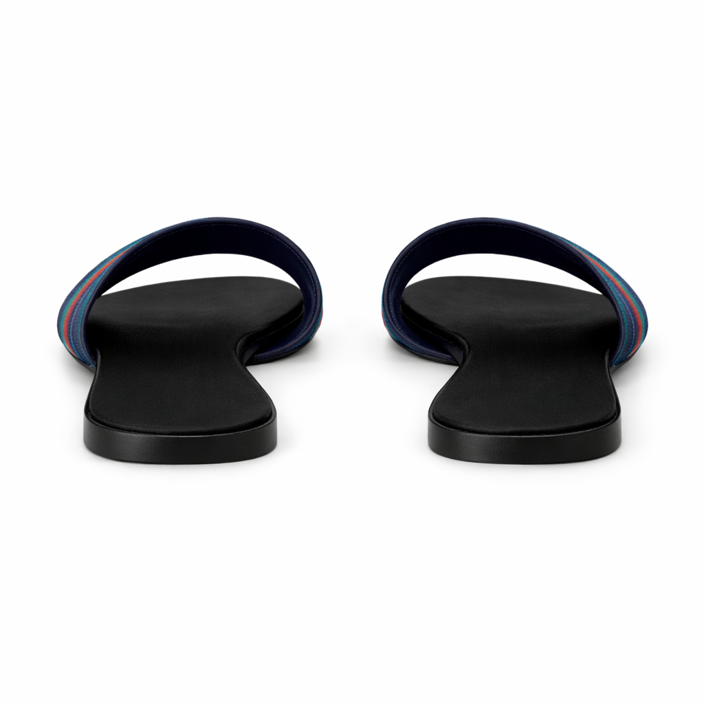 Open Toe Slip On Flat Sandals with Textured Strap