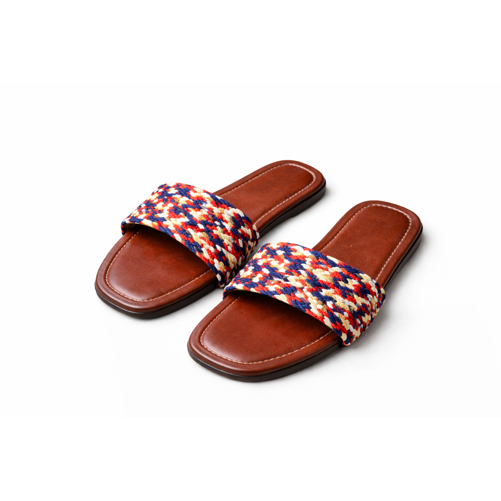 Premium Women Flat Slide Sandals with Woven Strap