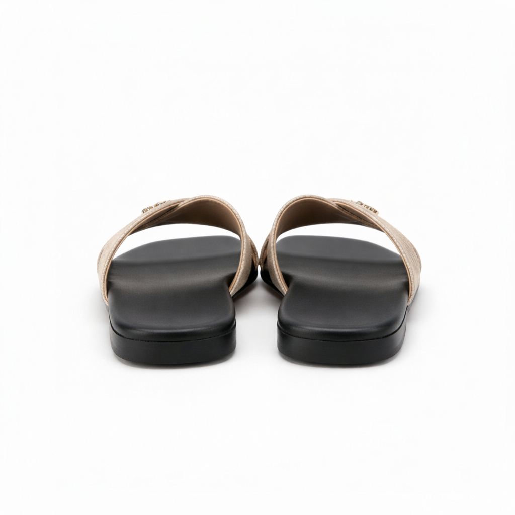 Women Flat Crisscross Slide Sandals with Textured Finish