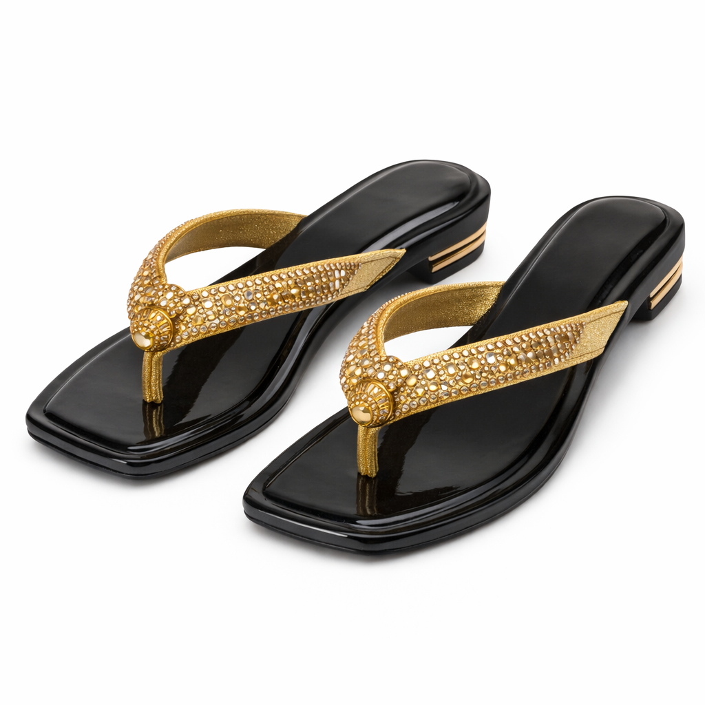 Quality Rhinestone Strap Flat Slide Sandals for women