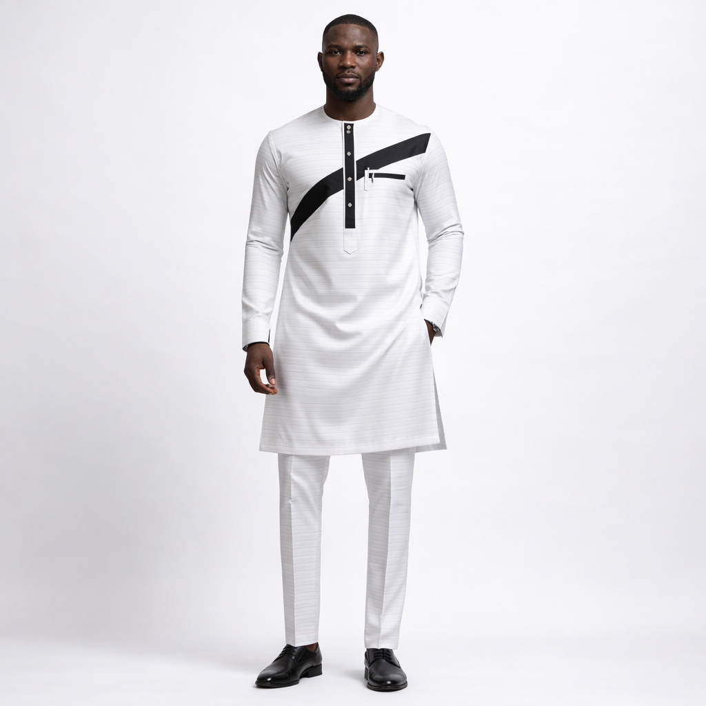 Premium White Striped Fabric