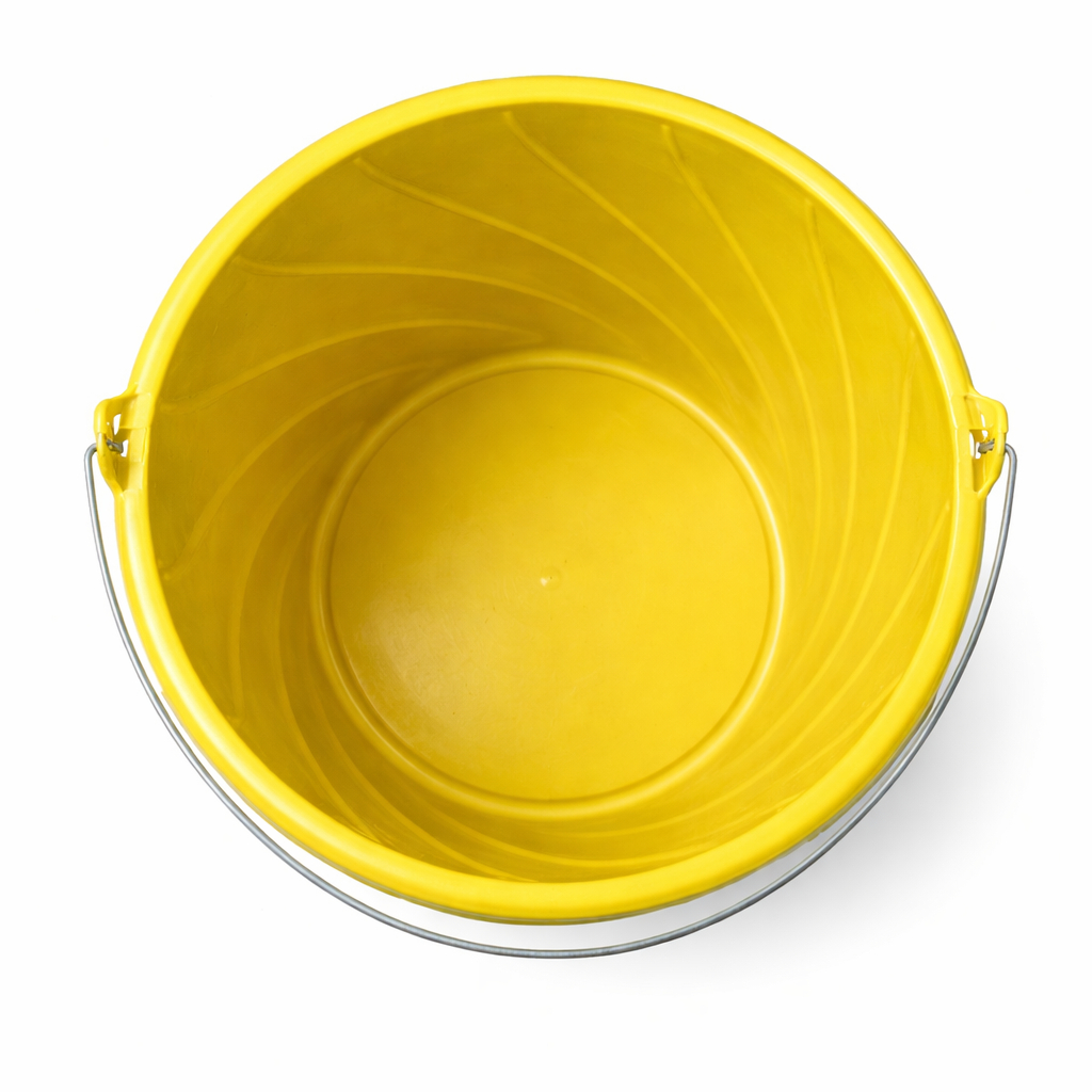 Yellow Plastic Utility Bucket with Metal Handle