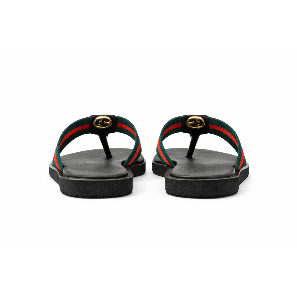 Women Flat Slide Sandals with Fabric Strap Detail