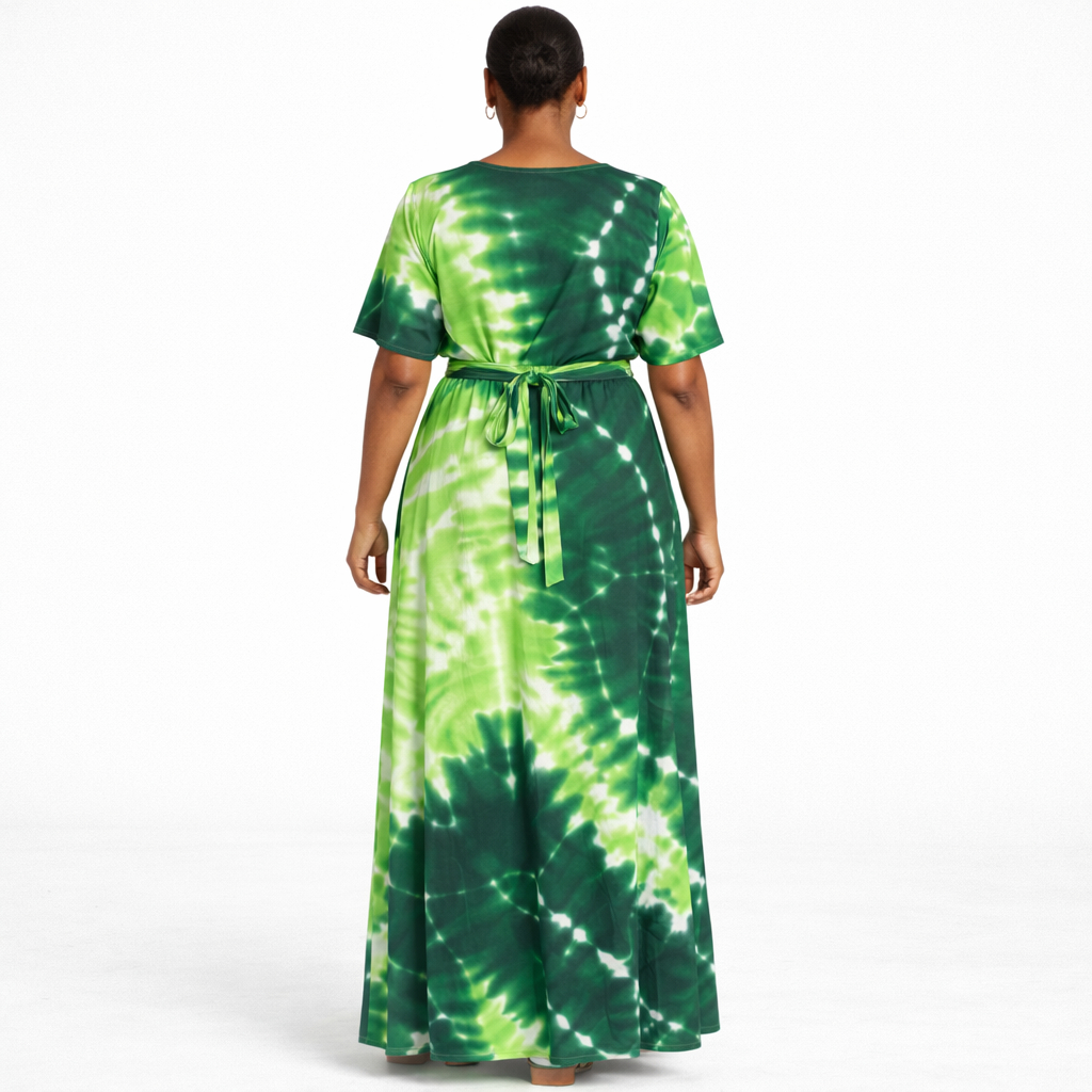 Tie Dye Wrap Style Maxi Dress