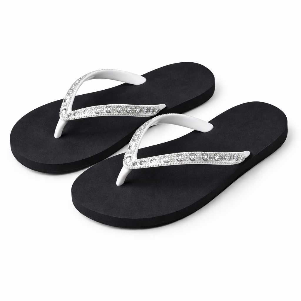 Rhinestone Strap Flat Flip Flop Sandals