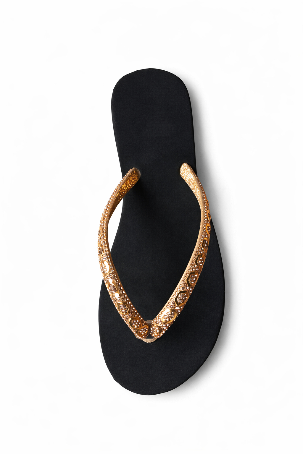 Embellished Flat Thong Sandals with Padded Footbed