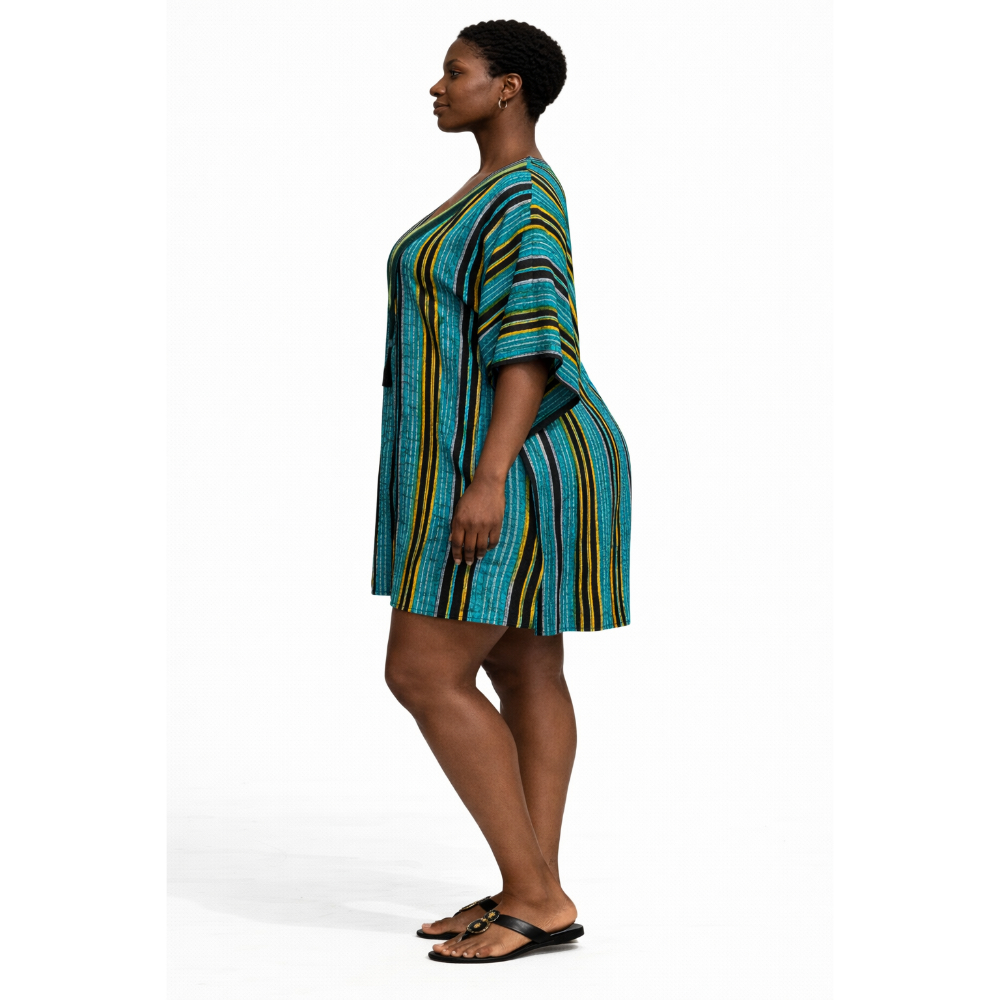 Quality Printed V Neck Kaftan Dress