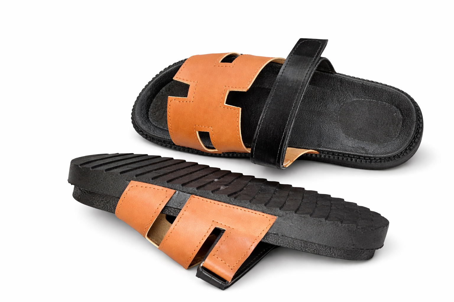 Adjustable Two Strap Flat Slide Sandals