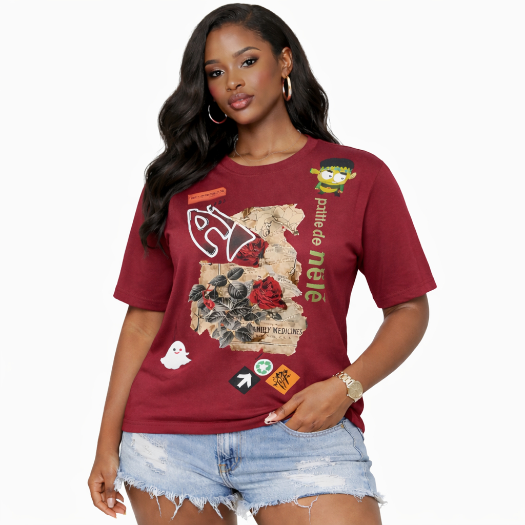 Women Graphic Print short Sleeve Sweatshirt Top