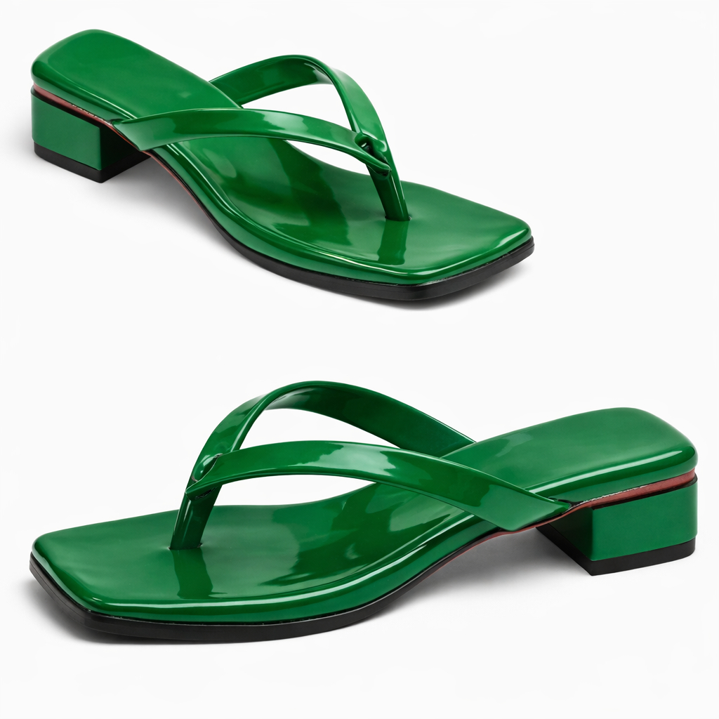 Quality Women green Glossy  Flip Flop Sandals