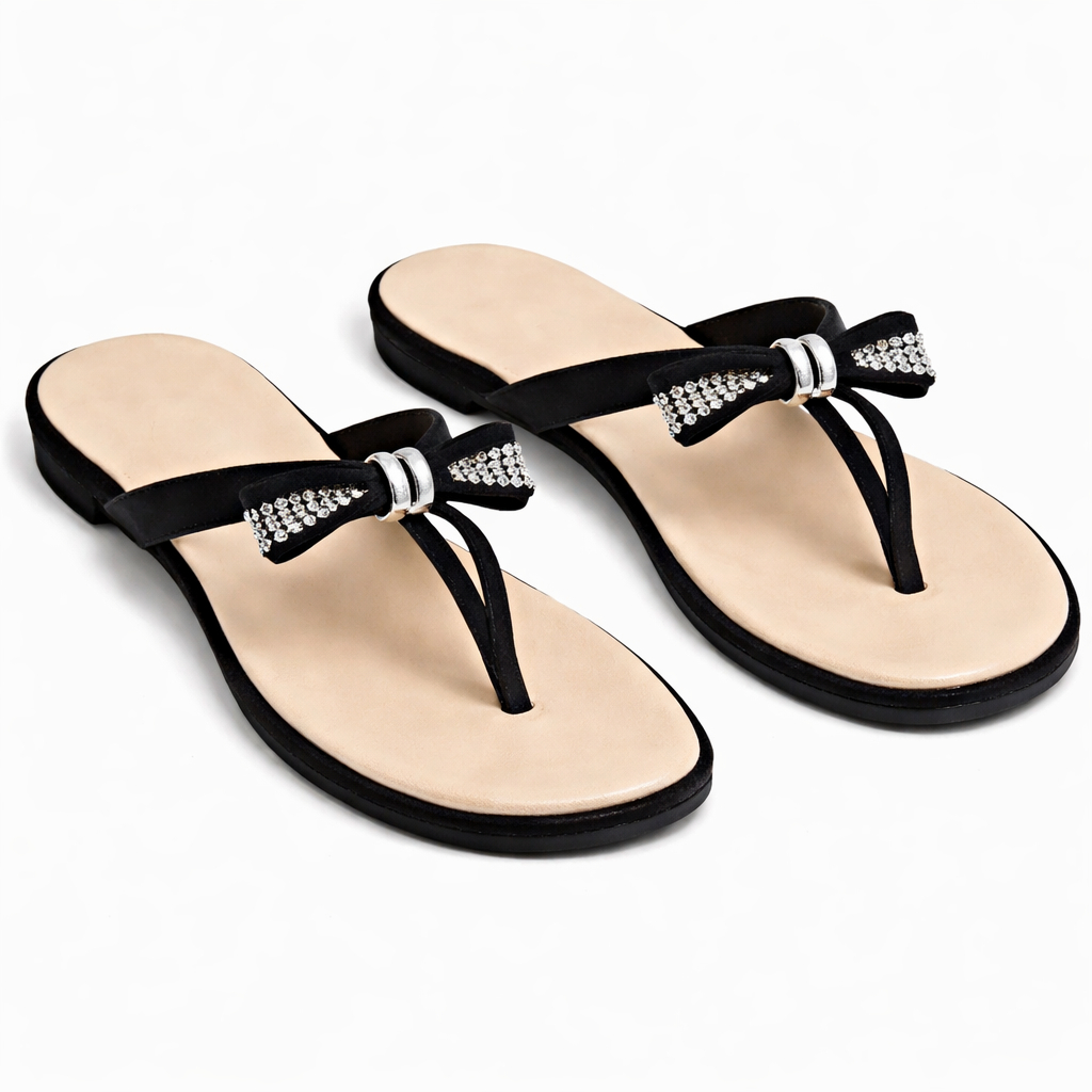 Women Bow Detail Flat Slippers