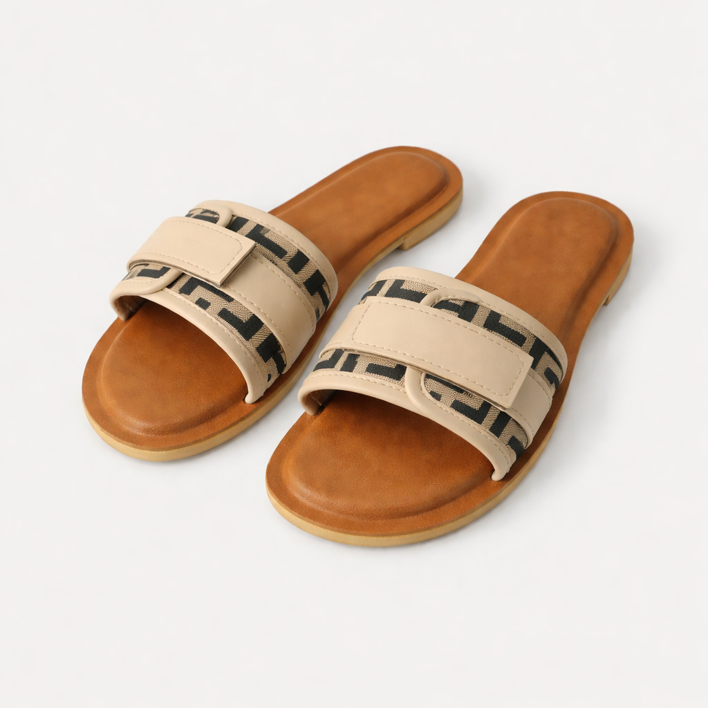 Womens Flat Slip On Slide Sandals with Padded Strap