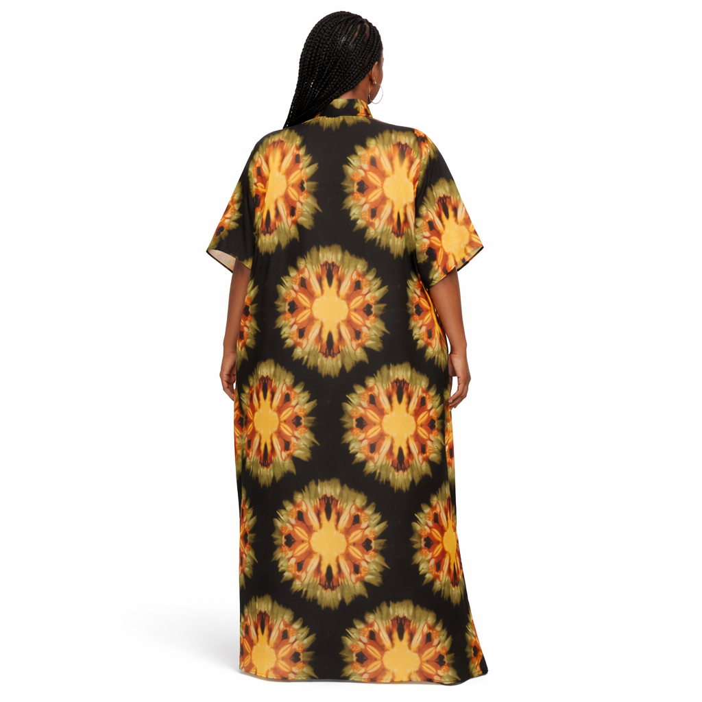 Women African Print Kaftan Maxi Dress
