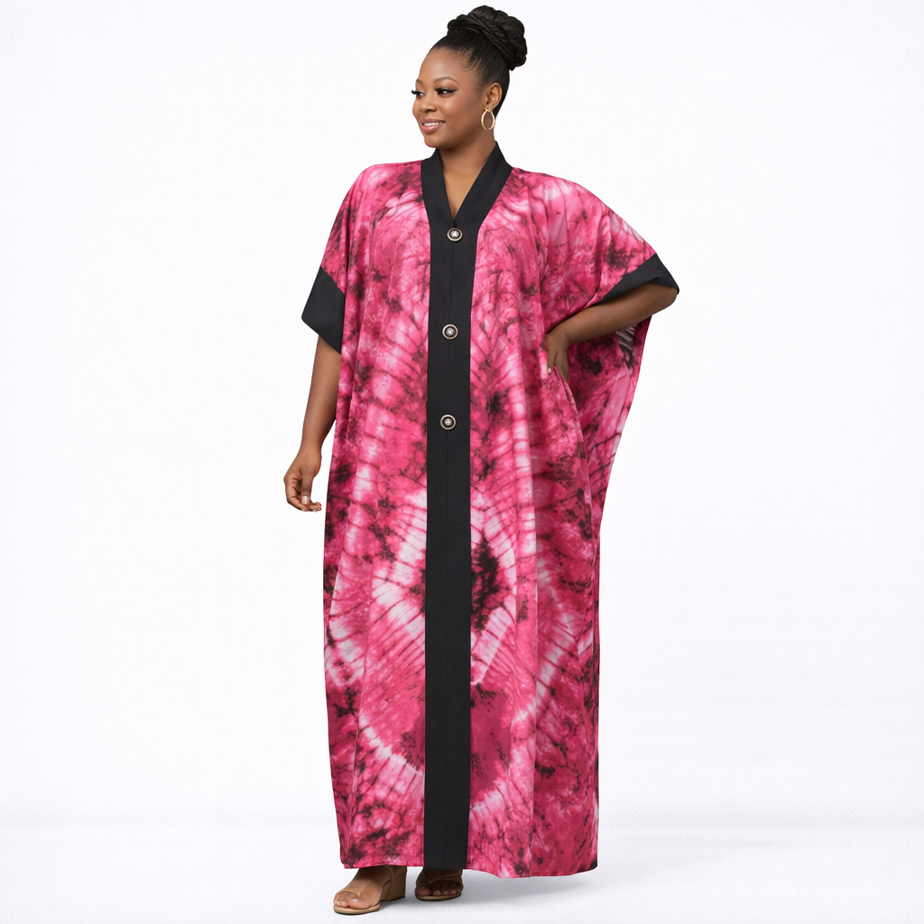 Women Elegant Tie Dye Kaftan Maxi Dress