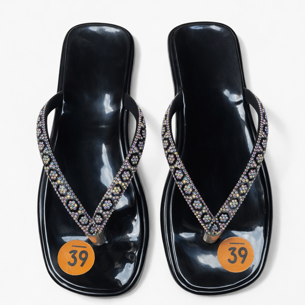 Womens Embellished Flat Thong Sandal