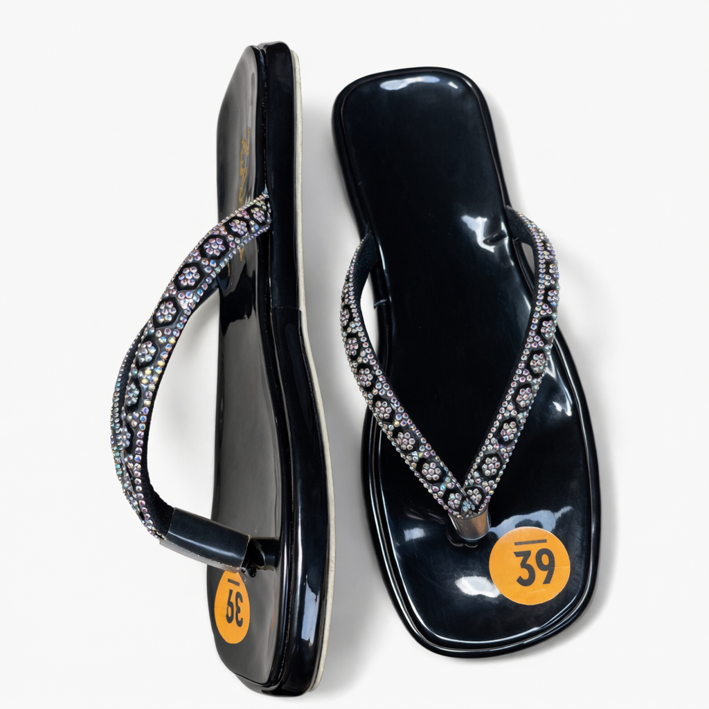 Womens Embellished Flat Thong Sandal