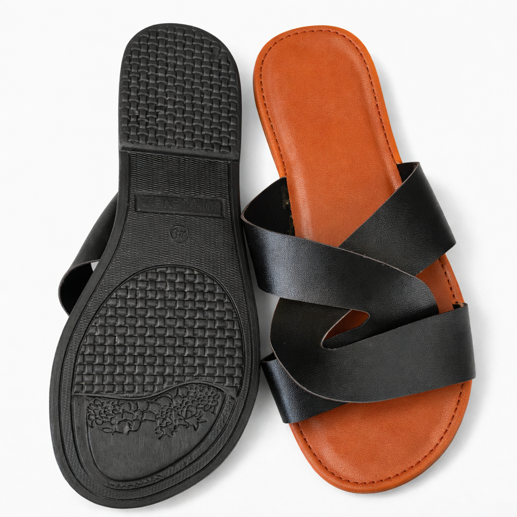 CrossStrap Slide Sandals with Cushioned Footbed