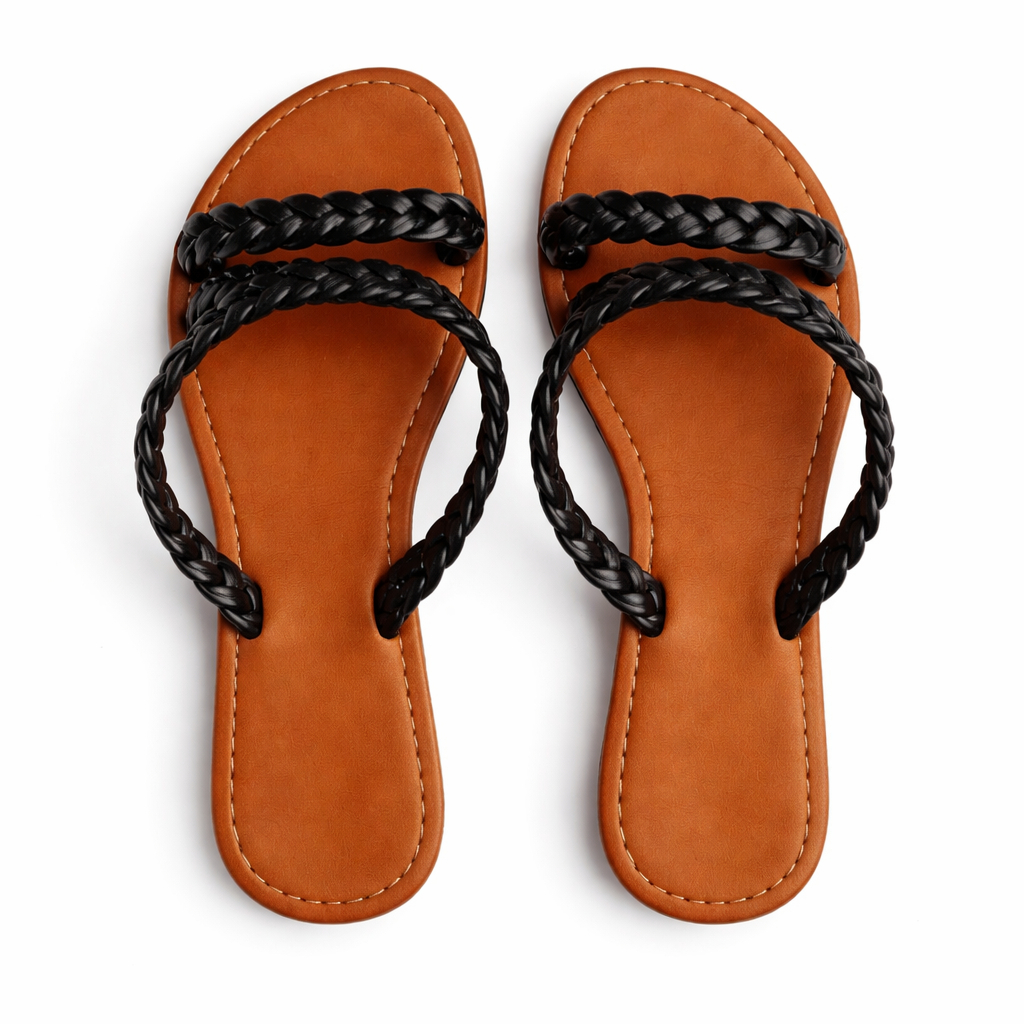 Quality Braided Strap Flat Slide Sandals