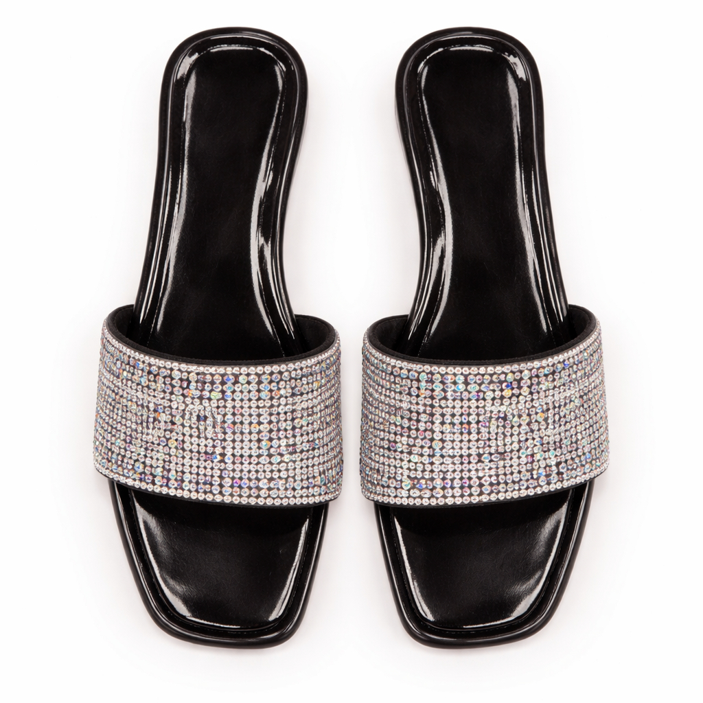 Elegant Embellished Block Heel Slide Sandals