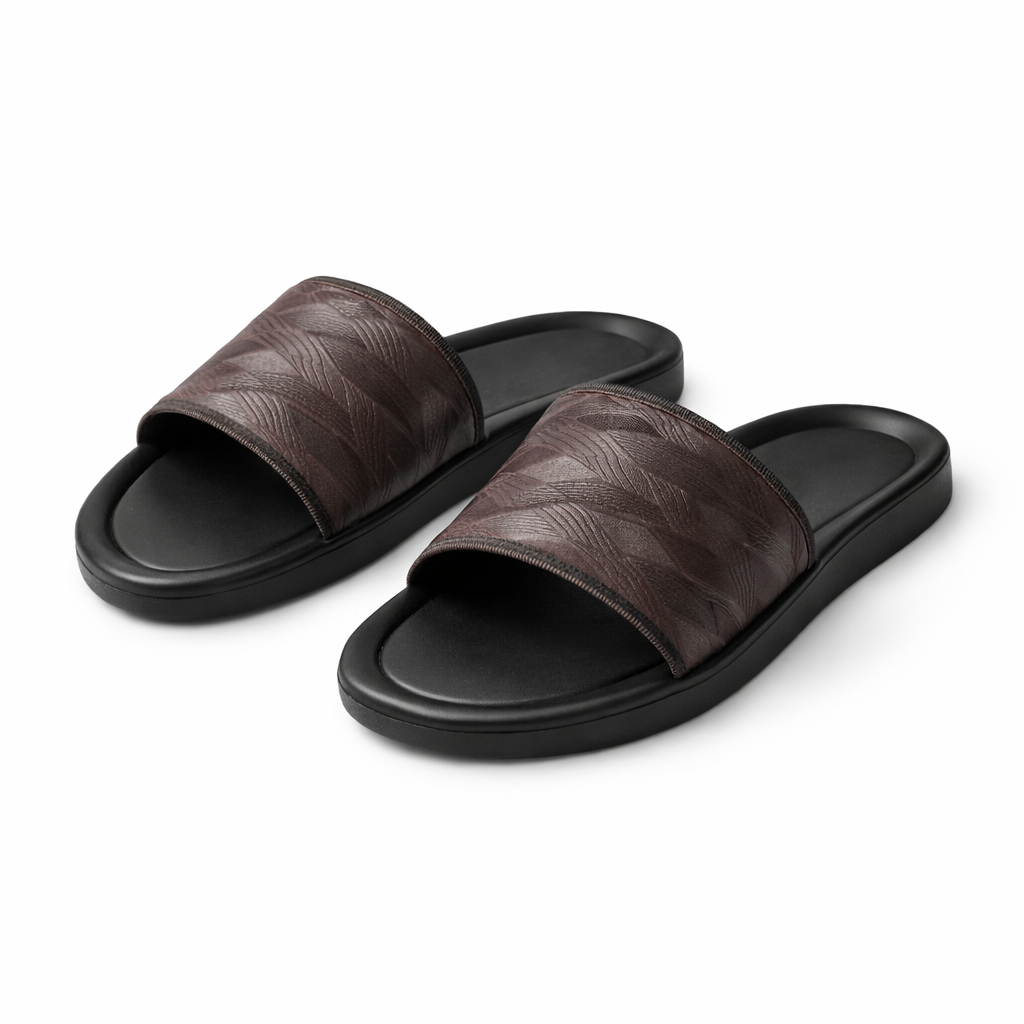 Men Premium Black Slide Sandals