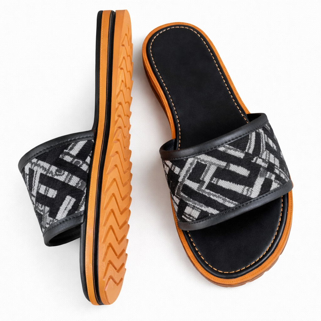 Quality Womens Open Toe Slip On Slide Sandals with Textured Strap