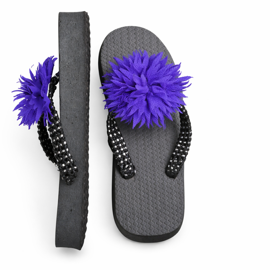 Decorative blue Flower Flip Flop Sandals