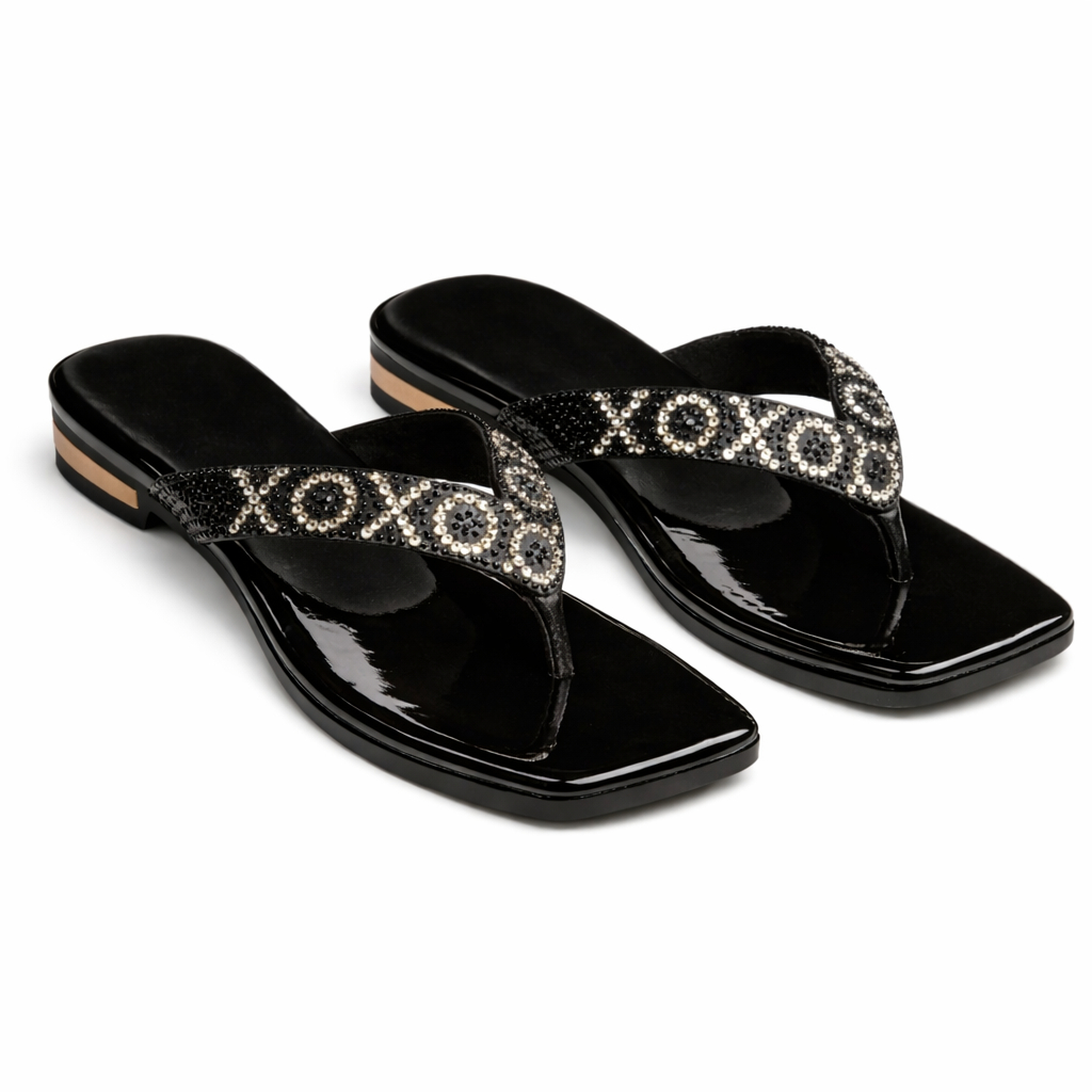 Quality Women Low Heel Slip On Sandals with Decorative Straps