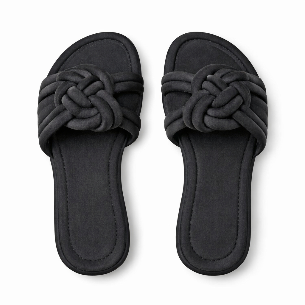Quality Women Padded and Braided  strap Slide Sandals