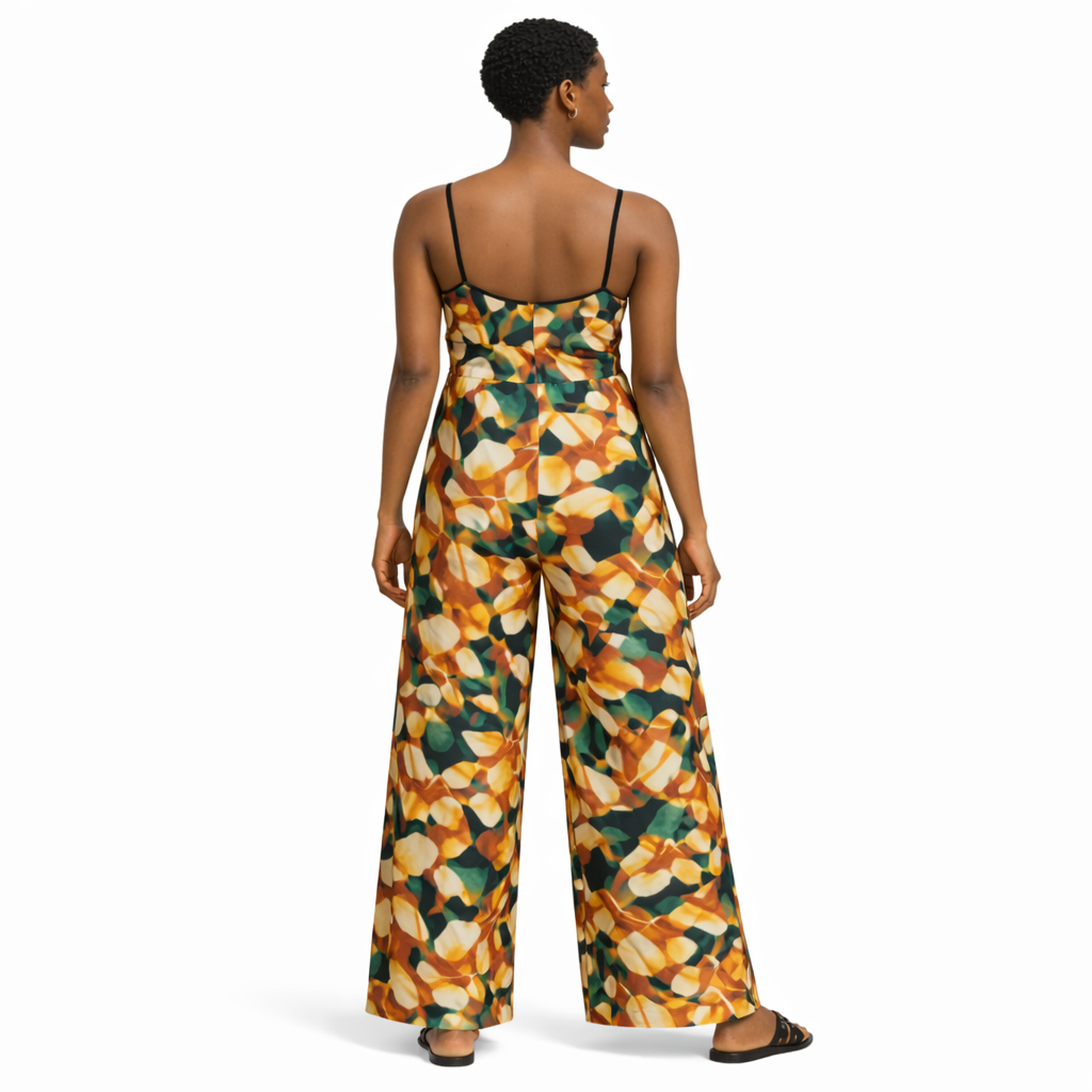 Elegant Sleeveless Wide Leg Printed Jumpsuit