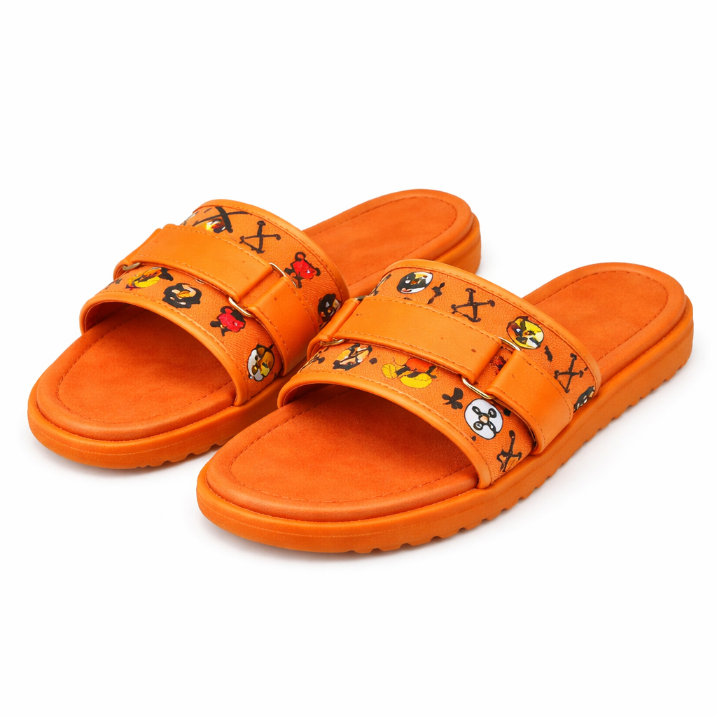Women Flat Slip On Sandals with Double Strap Design
