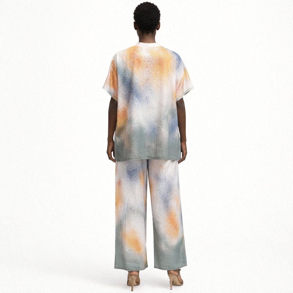 Abstract Print Two Piece Lounge Set