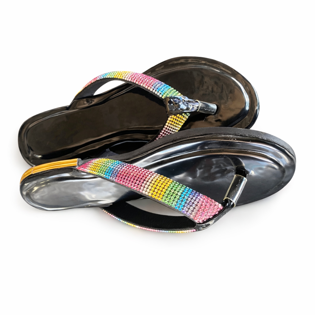 Multicolor Embellished Thong Flat Sandals