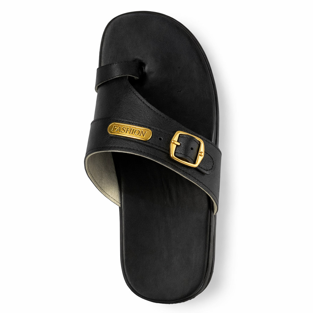 Quality Black Adjustable Strap slide Sandals