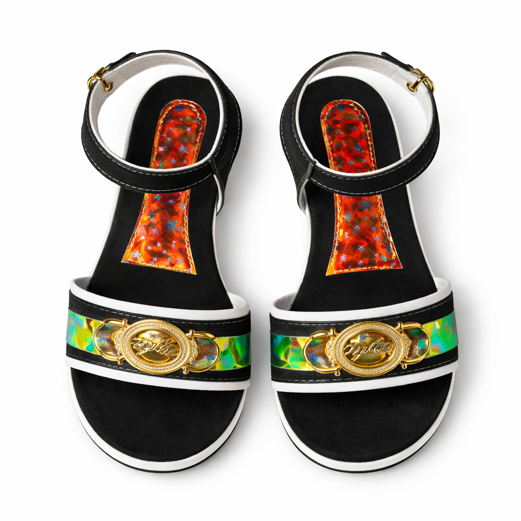 Womens Flat Ankle Strap Sandals with Decorative Front Detail