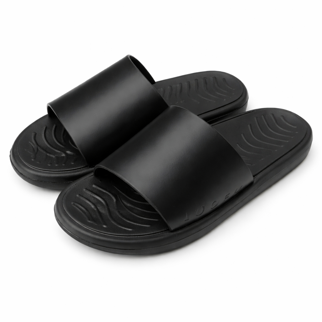 Black Slip On Casual Sandals