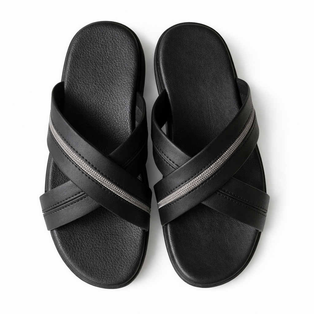 Men Cross Strap Open Toe Slide Sandals