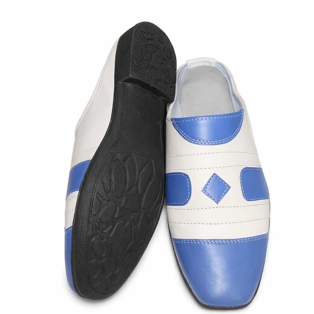 Quality Men Blue and Cream Slip On Casual Loafers