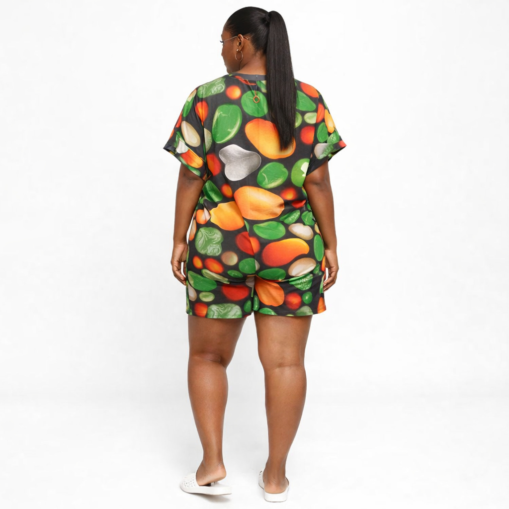 Trendy Women Multicolor Abstract Print Two Piece Wear Set