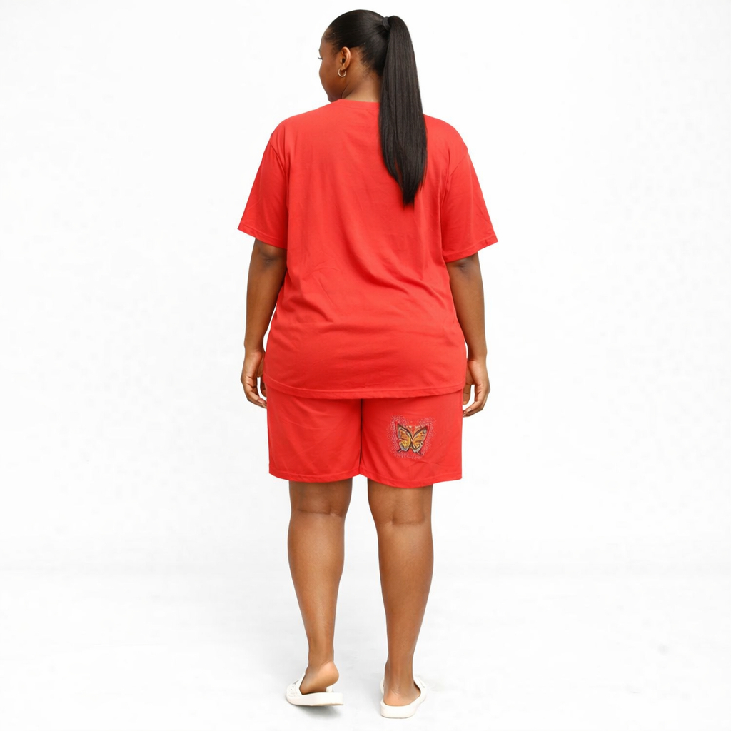 Trendy Women Butterfly Print Two Piece Lounge Set