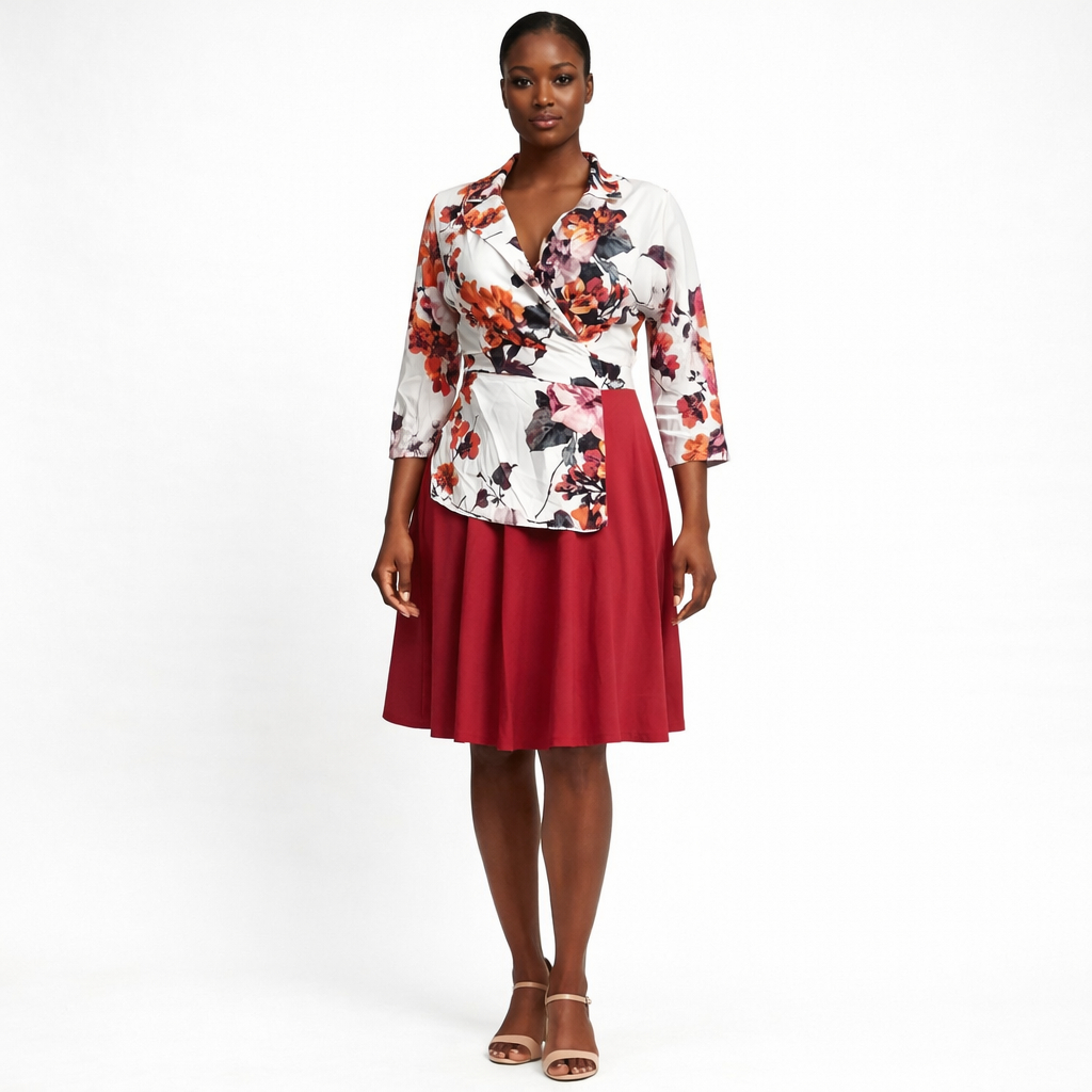 Womens Floral Flare Dress
