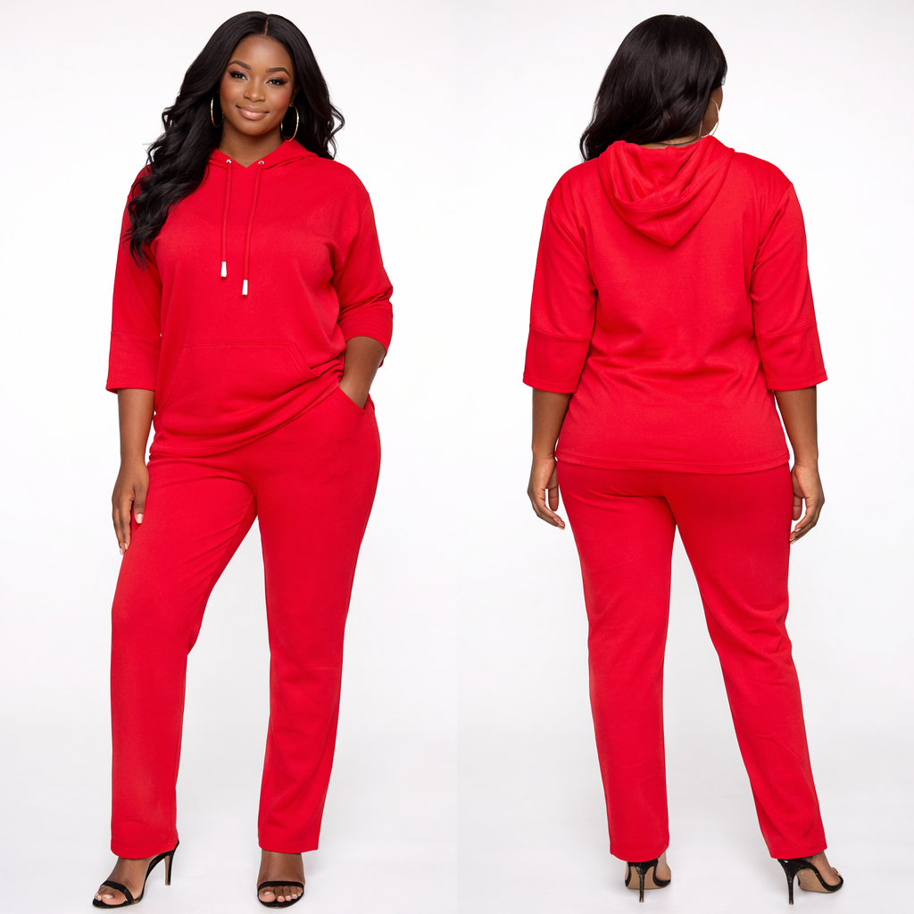 Quality Two Piece Hooded Top and Fitted Pants Set