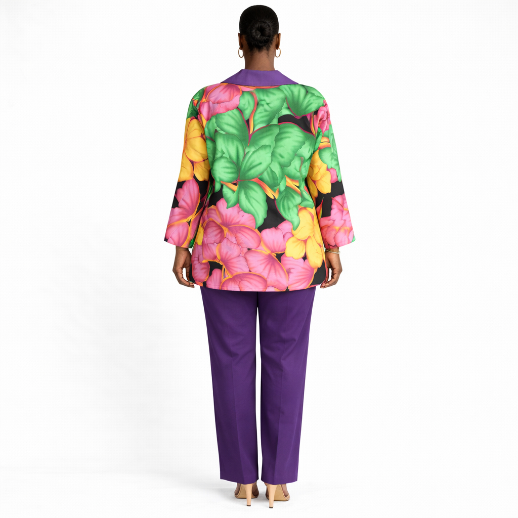 Womens Floral Print Long Sleeve Button Up Top and Pants Set